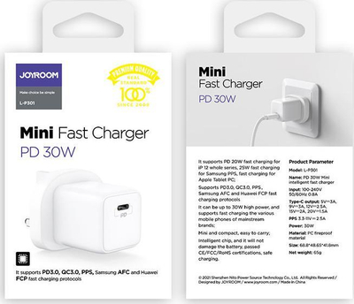 Karikues muri Joyroom 30W, USB C PD, USB QC 3.0, i bardhë