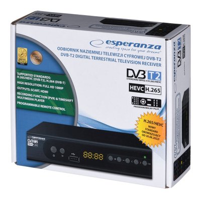 Tuner TV Esperanza EV106P, DVB T T2, HDMI USB, i zi