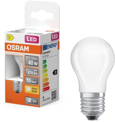Llambë LED Osram, E27, 3.4W, dritë e ngrohtë, transparente