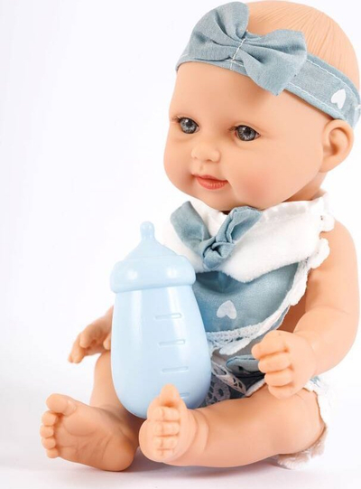 Kukull bebe Swede Baby Doll, 25cm, me biberon, flet dhe këndon