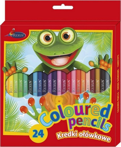 Lapsa ngjyrosës Rexus Coloured Pencils, 24 ngjyra, druri, shumëngjyrëshe