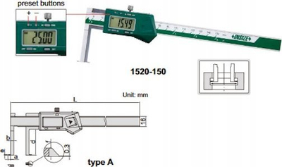 Kaliper dixhital pa markë 0-150mm, me ekran elektronik, ngjyrë argjendtë