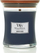 Qiri WoodWick Indigo Suede, madhësia Medium, fitil druri, indigo