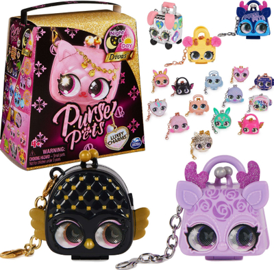 Aksesor çante Purse Pets Night and Day Divas Luxey Charms, me medaljon dhe pasqyrë, stile nga më të ndryshmet