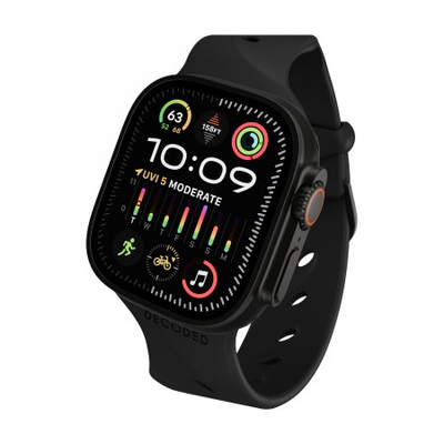 Ремче Decoded Ares Splice за Apple Watch, 44–49 mm, силикон, црно