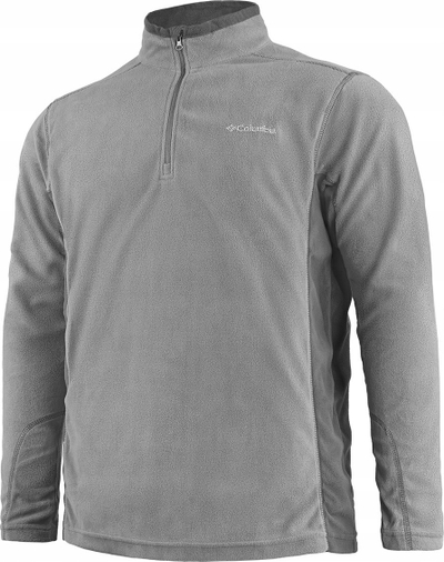 Bluzë fleece Columbia Klamath Range Half Zip, me jakë të ngritur, zinxhir gjysmë, gri