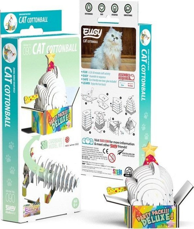 Puzzle 3D Eugy goca e maces Cottonball, 24 pjesë, edukativ, e bardhë