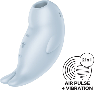 Stimulues klitorisi Satisfyer Seal You Soon, me puls ajri edhe dridhje, silikon, blu