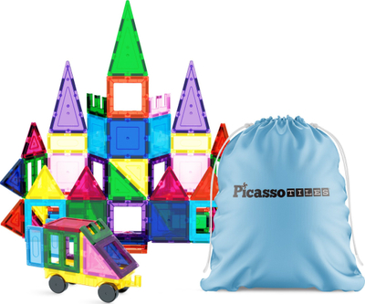 Set lodrash magnetike PicassoTiles, pllaka ndërtimi STEM, shumëngjyrëshe