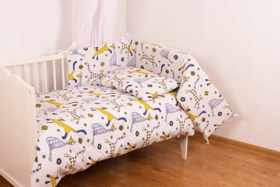 Сет постелнина за деца BabyMatex Happy, 3 дела, мотив мачка, памук
