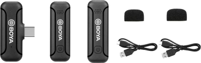 Mikrofon wireless BOYA BY-WM3T2-U2, USB-C, për smartphone Android, i zi