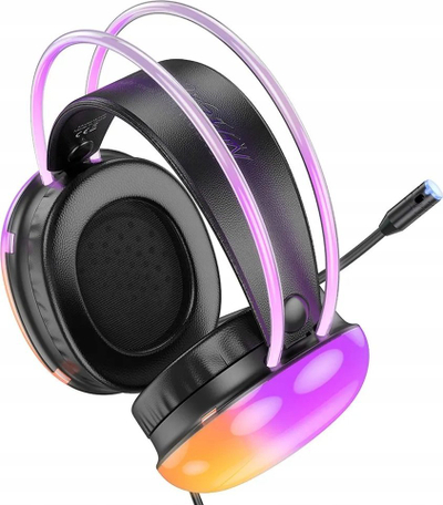 Kufje gaming Hoco W109 Plus Rich, 7.1 channel, RGB, të zeza