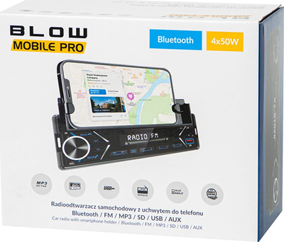 Radio makine Blow Mobile Pro 1DIN, Bluetooth, USB AUX microSD, e zezë