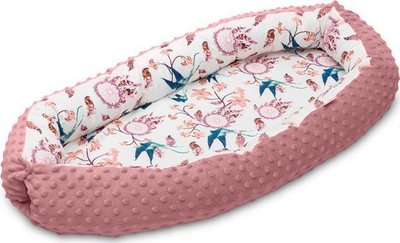 Гнездо за бебе Sensillo Nest Retro Pink Birds, 70x30 cm, памук минки, розова