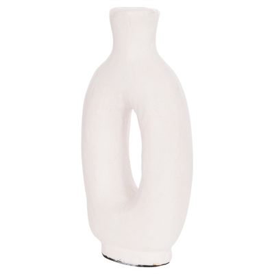 Vazo dekorative HomeMarkt Clayvon HM4409, terrakotë, 21cm, e bardhë