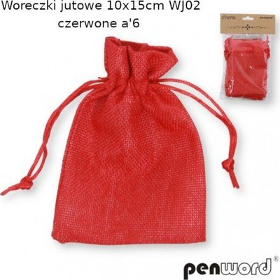 Set qese jute, 6 copë, 10x15 cm, të kuqe