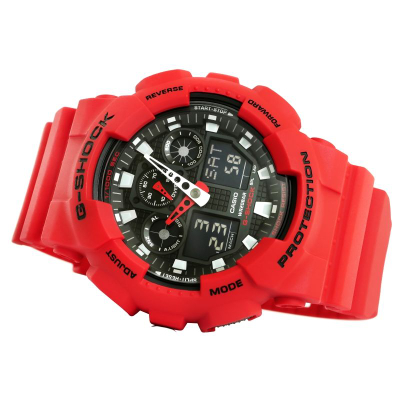 Ora dore Casio G-Shock GA-100B-4AER, kronograf, rezistente ndaj ujit 20 bar, e kuqe