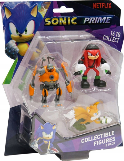 Figurina koleksionuese Sonic Prime Netflix, set me 3 figura, modele të përziera, shumëngjyrëshe