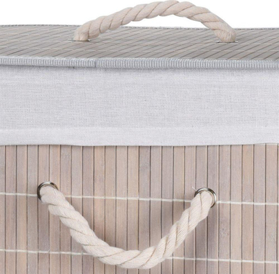 Shportë rrobash Bamboo Laundry Basket, bambu, 40x30x60cm, gri