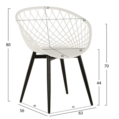 Kolltuk Ariadne 63x56x80Hcm (HM8001.21), bardhë/ zezë