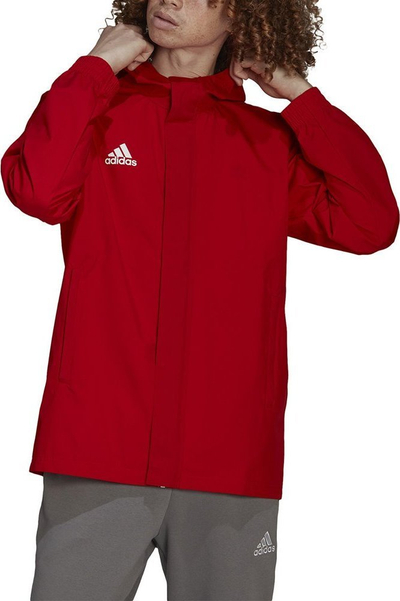 Jakne sport Adidas Entrada 22 All Weather për burra M IK4009, që s’e kap shiu, me kapuç, e kuqe
