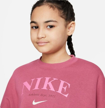 Bluzë duks Nike Sportswear Trend FLC Crew Jr DV2563 633, pambuk, për goca, rozë