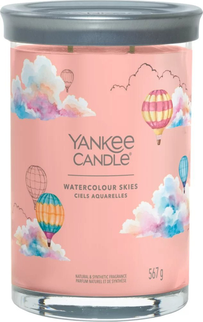 Qiri Yankee Candle Watercolour Skies, kavanoz i madh tumbler, erë lulesh, rozë