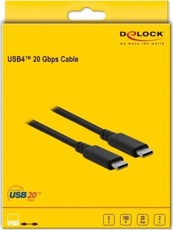 Kabllo USB Delock USB‑C në USB‑C 86980, USB4, 2 m, e zezë