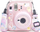 Këllëf për aparat LoveInstant Yogurt Bunny për Fujifilm Instax Mini 12, me xhep për foto, me ngjitëse, rozë me shkëlqim