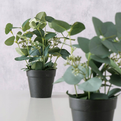 Bimë artificiale Boltze Home sage eucalyptus, në vazo, jeshile, vazo e zezë