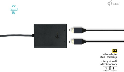 Konvertues i-tec USB-C Dual 4K/60Hz (single 8K/30Hz) DP Video Adapter