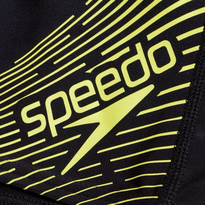 Rroba banje çunash Speedo Medley Logo Aquashort, EnduraFlex, me lidhëse te beli, e zezë me të verdhë