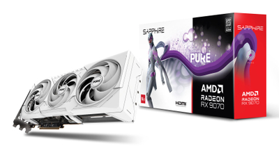 Kartë grafike Sapphire AMD Radeon RX 9070 PURE, 16GB GDDR6, 3 ftohësa, e bardhë