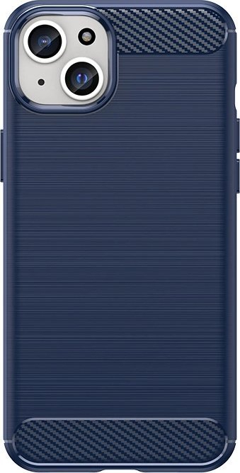 Mbulesë telefoni Reinforced Carbon për iPhone 15 Plus, TPU, rezistente ndaj goditjeve, blu