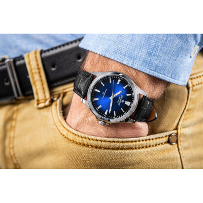 Orë dore meshkujsh Giewont Elegance GW5160-A6, quartz, xham sapphire, e zezë e kaltër