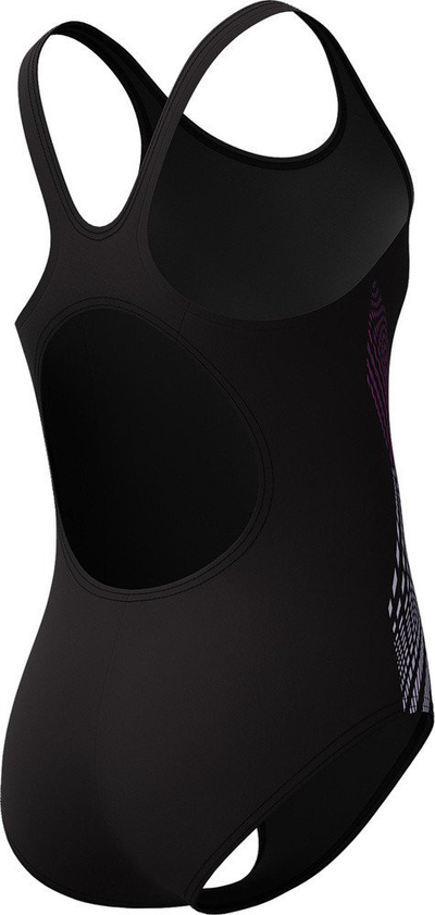 Kostum banjo njëpjesësh për kalamaj Speedo Eco Placem Muscleback, qendron ndaj klorit, i zi me vjollcë