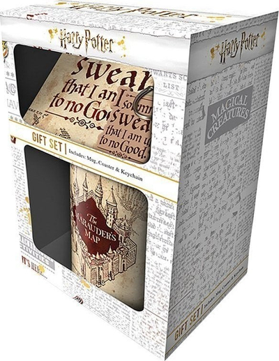 Set dhurate Pyramid International Harry Potter Marauders Map, filxhan qeramike, varëse çelësash, nënfilxhan, shumëngjyrëshe