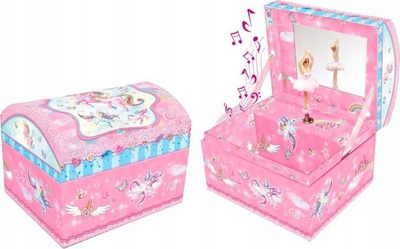 Kuti muzikore Pecoware Music Box Chest Unicorn, me figurë unikorn, rozë