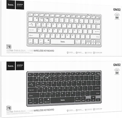 Tastierë pa tela Hoco GM32, Bluetooth 5.0 2.4G, ultra e hollë, e bardhë