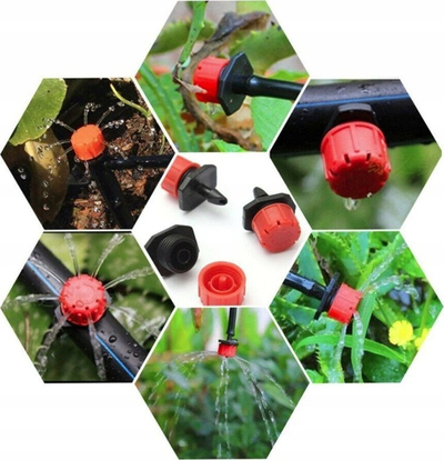 Set ujitje pikëzuese për kopsht, 10m, për rubineta 1/2" dhe 3/4", i zi