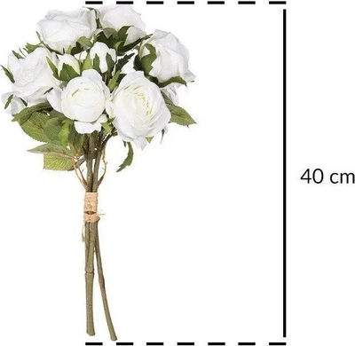 Buqetë artificiale Atmosphera, 14 trëndafila, 40 cm, e bardhë