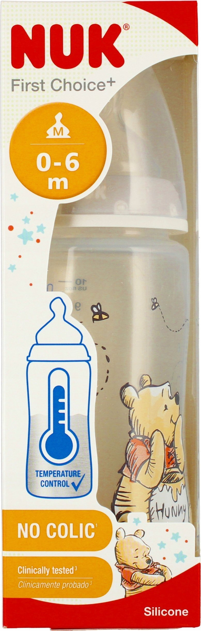 Biberon Nuk First Choice Winnie The Pooh, 300ml, me sensor temperature, transparent