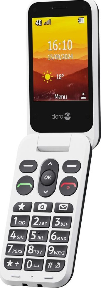 Telefoni me kapak Doro Leva L30, 4G, me butona të mëdhenj, i zi