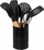Set aksesorë kuzhine 5five Simply Smart, 7 copë, enë metalike, të zezë dhe kafe