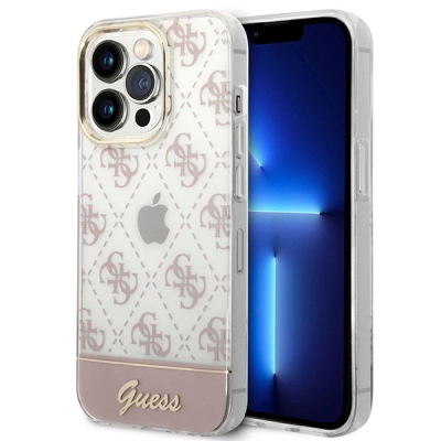 Kapak telefoni Guess për iPhone 14 IML, i tejdukshëm, rozë