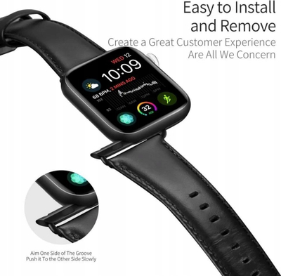 Rrip ore Dux Ducis Ya për Apple Watch 38/40/41mm, lëkurë natyrale, i zi