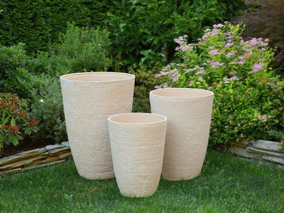 Set me vazo lulesh Prosperplast CAMIA, 51 x 51 x 71 cm, 2 copë, bezhë