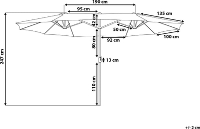 Çadër kopshti Beliani Sibilla, diametër 460 cm, alumini, bezhë