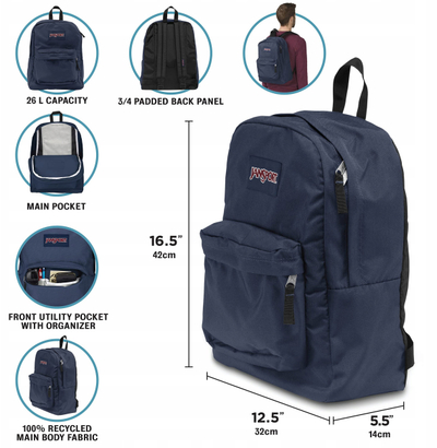 Ранец Jansport SuperBreak, материјал полиестер, лесен, шарен