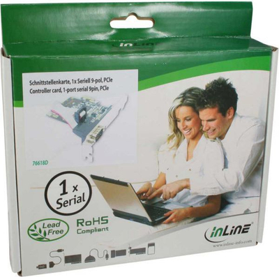 Kartë kontrolli InLine 76618D, PCIe x1, 1 port serial DB9, jeshile